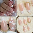 thumbnail image 4 of 24 Pieces Acrylic Short Almond Glossy Heart Designs French Tip Suitable For Parties And Weddings, 4 of 8