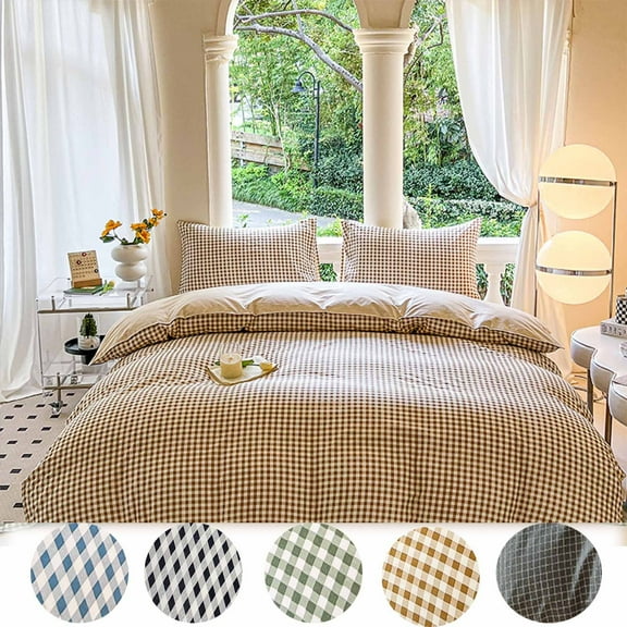 InsCrazy 4 Pieces Queen Size Bedding Set, Wrinkle and Soft Microfiber Flat Sheet and Pillow Case, Household Queen Sheet