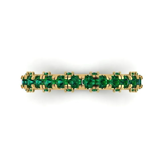3.13 ctw Wedding Band for Women - 18K Yellow Gold Simulated Emerald Stackable Eternity Ring
