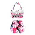 thumbnail image 4 of Renewold Hibiscus Flowers Tankini for Women Size 2XL Ruched Tie Knot Bikini Sets 2 Pieces Fashion Bathing Suit Mesh Lining Quick Dry Swimming Suits with Adjustable Strap, 4 of 6