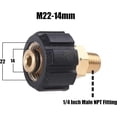 thumbnail image 1 of Pressure Washer Adapter, Female Metric M22 to 1/4 Inch Male NPT Fitting, 5000 PSI, 1 of 3