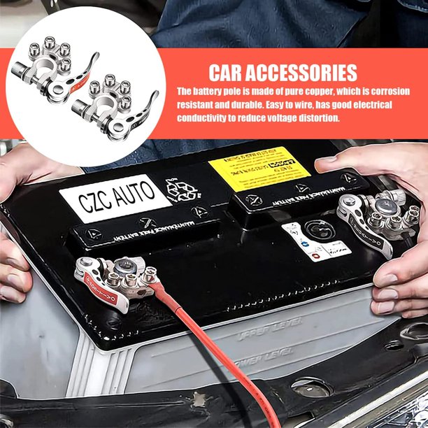 Car Battery Terminal Connectors 2Pcs 4 Way Quick Release