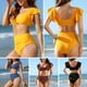 thumbnail image 5 of Traje de baño Traje de baño de dos piezas para mujer, conjunto de Bikini de cintura alta con cordón y volantes, trajes de baño Irfora Traje de baño, 5 of 7