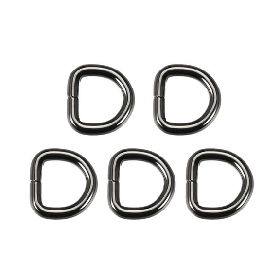 Uxcell D Ring Buckle 0.63 Inch Semi-Circular D-Ring Black for Hardware Bags Belts Craft DIY Accessories Metal  5 Pcs