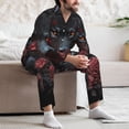 thumbnail image 6 of KLL Rose Full Moon Black Wolf Sleepwear Mens Flannel Pajamas,Long Cotton Pj Set, 6 of 7