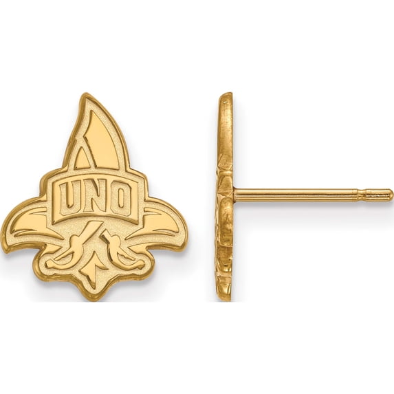 Ss/Gold Plated Sterling Silver With Gp Logoart University Of New Orleans Small Post Earrings (12 X 10) Made In United States gp006uno