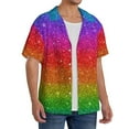 thumbnail image 4 of Gaeub Rainbow Glitter Men's Lapel Short Sleeve Shirt, Relaxed Fit Shirt, Soft and Breathable for Outdoors Party Travel - X-Large, 4 of 7