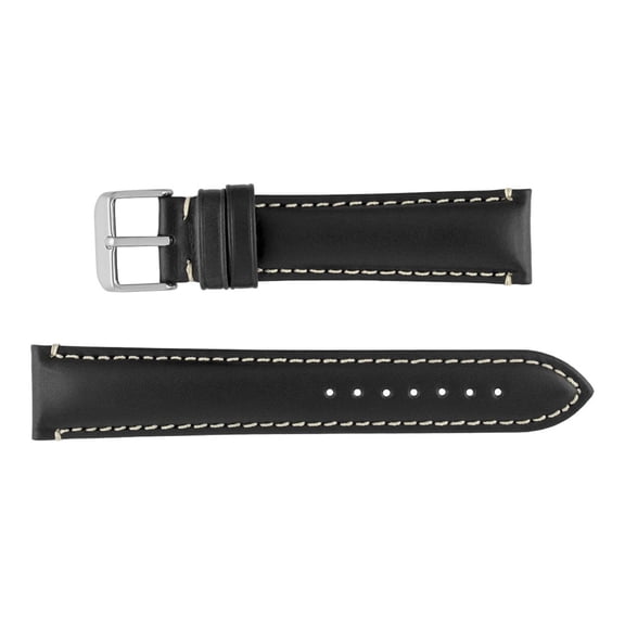 20mm Black Oil Tan Leather Men's Long Watch Strap
