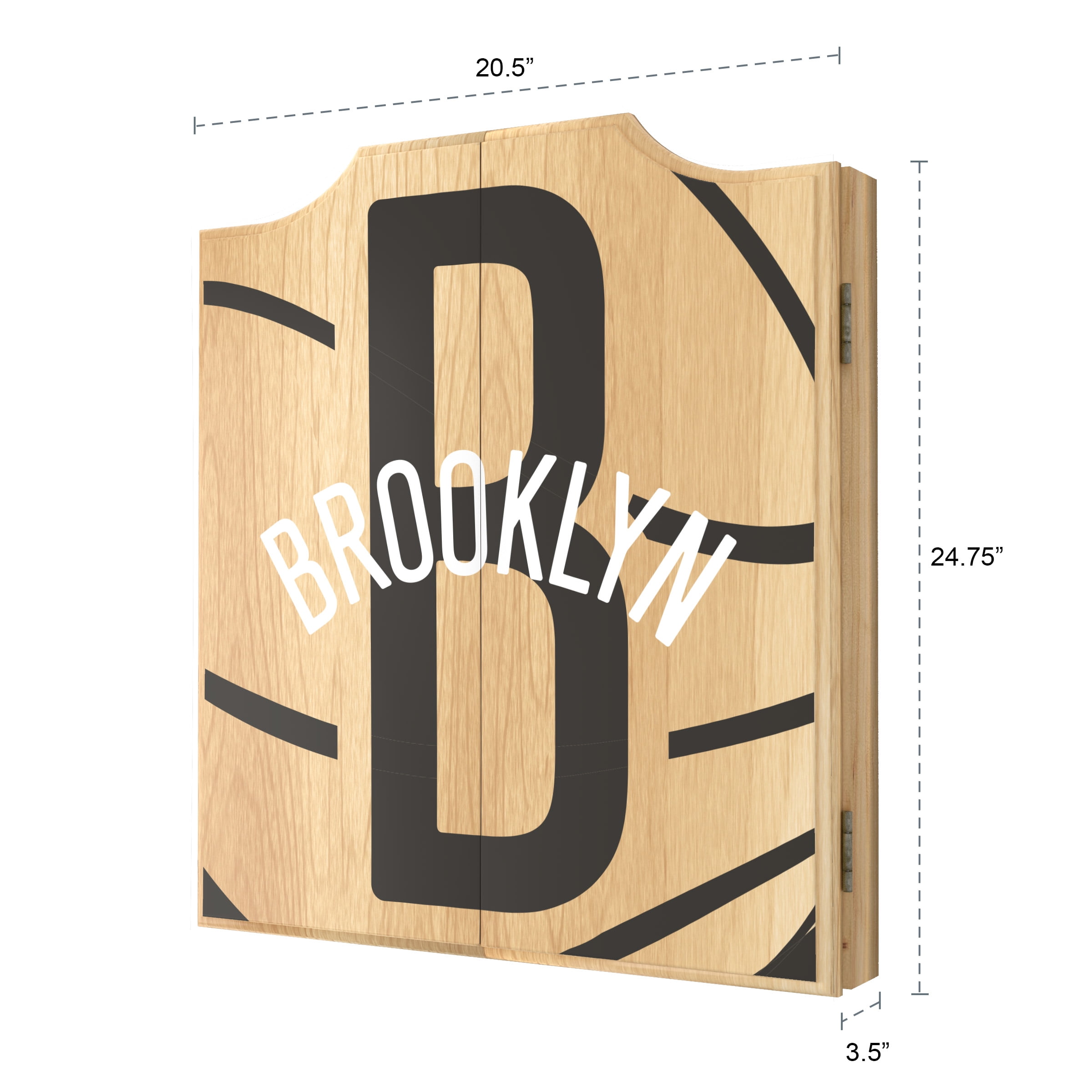 Brooklyn Nets Fade Dart Board Cabinet Set with 6 Steel Tip Darts