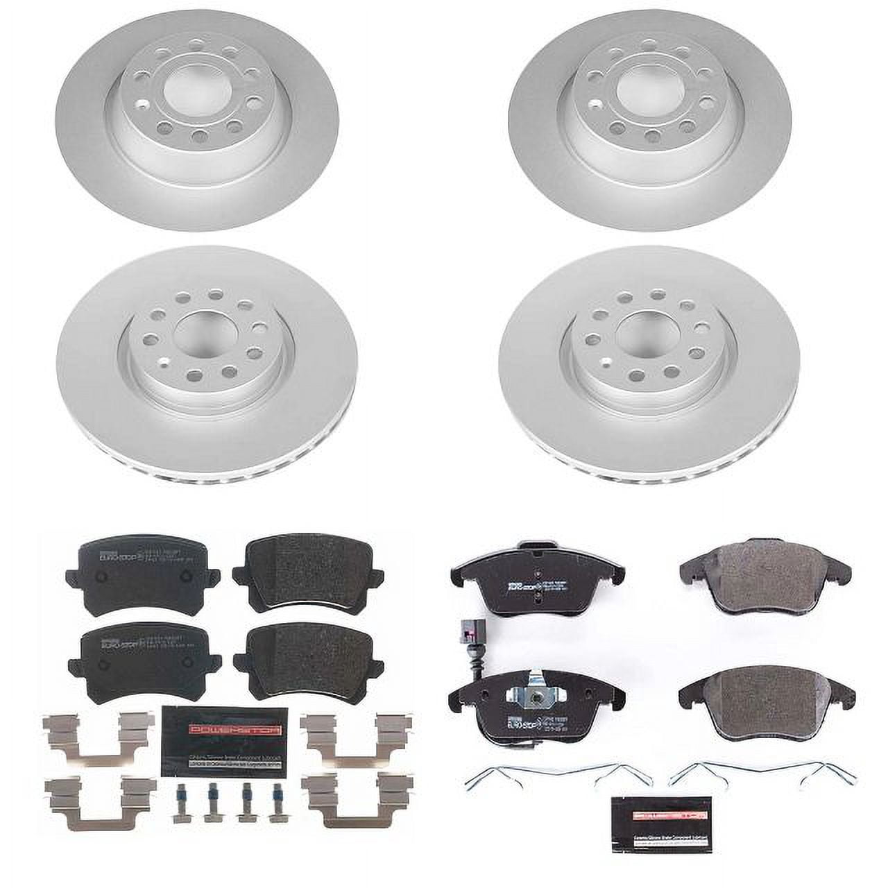Power Stop Front and Rear Euro-Stop ECE-R90 Certified Brake Pad and Rotor Kit ESK7339 Fits 2017 Volkswagen Tiguan