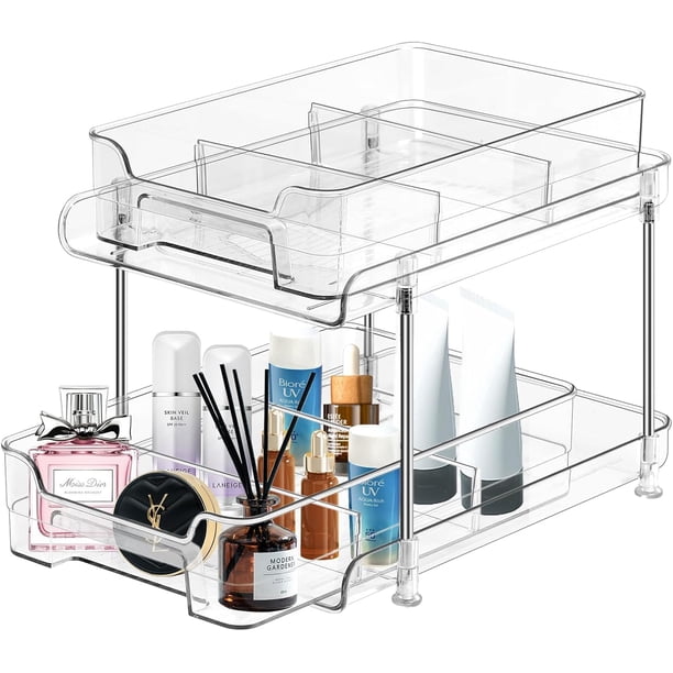 Transparente de 3 Niveles, Estante Organizador de Gabinetes Extraíbles, Organizador de Cocina con Divisores para Gabinete/Mostrador, para Organización de Clóset, Despensa de Cocina