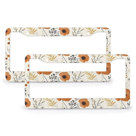 Fall Autumn Floral Boho Western Pastel License Plate Frame - 2 Pack License Plate Frames Holder Covers, Car Decorative Tag Frames License Plate Holder 2 Holes 12X6 Inch