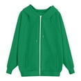 thumbnail image 5 of Women's Full Zip Up Hoodies Casual Long Sleeve Sweatshirts Solid Color Drawstring Jacket Coat For Women With Pockets (XL, Green), 5 of 5