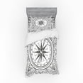thumbnail image 1 of Ambesonne Compass Bedding Set 3 Pcs, Windrose Line Art Style, Twin XL, Black White, 1 of 3