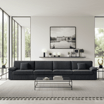 Homfa 167" Corduroy Sofa Couch with USB Charging Ports & 2 Throw Pillows, Modern 4-Seater Sofa for Living Room, Dark Gray