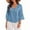 Blue, variant on Womens Summer Shirts V Neck 3/4 Flared Elbow Sleeve Ruffle Hem Button Front Relaxed Fit Daily Tops Blue M