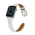thumbnail image 6 of Bands Compatible with Apple Watch Band 42mm 44mm 45mm 49mm, Argyle Engraved Genuine Leather Wristband Starp for iWatch SE SE2 Series 9 8 7 6 5 4 3 2 1 Ultra for Women Men,White, 6 of 9