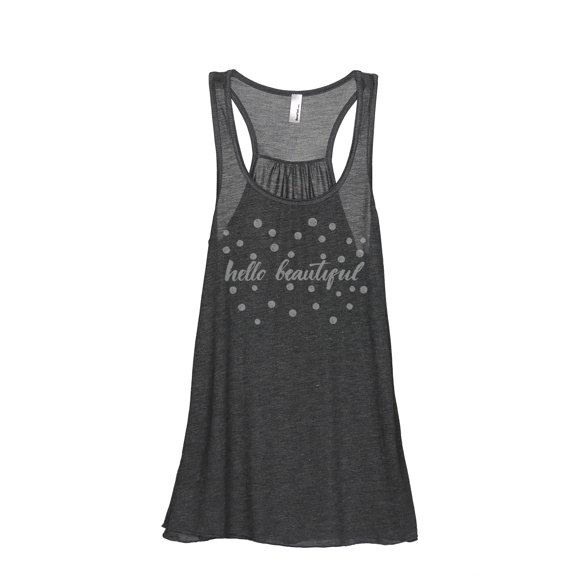 Thread Tank Hello Beautiful Women's Sleeveless Flowy Racerback Tank Top Charcoal Small