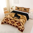 thumbnail image 2 of Manfei Retro Wolf Queen Comforter Set,Vintage Check Pine Comforter Sets Queen,Golden,Black Reversible,3-Piece,1 Comforter and 2 Pillowcases, 2 of 7