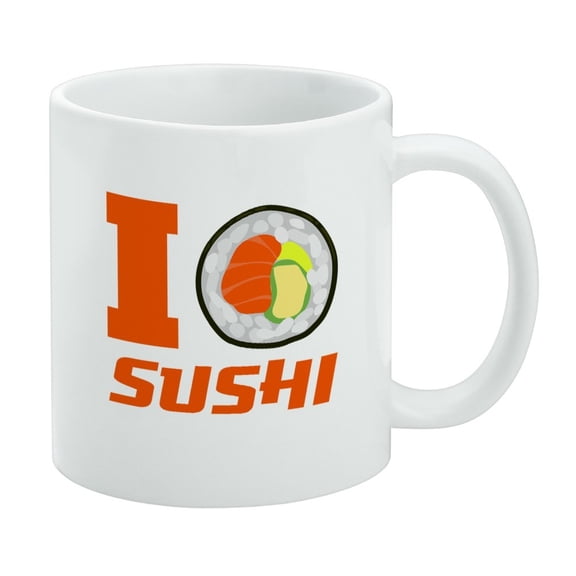 I Love Sushi Roll Heart White Mug