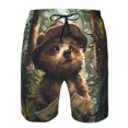thumbnail image 3 of Balery Jungle Hat Bear Traje de Baño Estilo Hawaiano para Hombre, Shorts de Secado Rápido con Bolsillos-Medium, 3 of 6