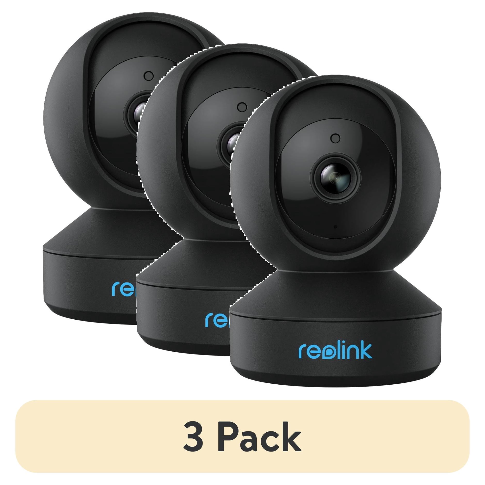 (3 pack) Reolink E1 Pro 5MP Plug-in Wi-Fi Black Security Camera, Baby/Pet Monitoring, Pan&Tilt, Night Vision, 2-Way Audio