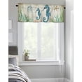 thumbnail image 4 of Kitchen Cafe Valance Curtain for Small Windows,Nautical Compass Seahorse Seaweed Rod Pocket Short Valances Marine Life on Retro Paper Window Treatment Panel for Living Room/Bedroom/Bathroom,42x12in, 4 of 9