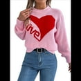 thumbnail image 3 of Suéter de San Valentín para Mujer, Jersey de Punto con Corazón, Larga, Informal. Rosa L, 3 of 10