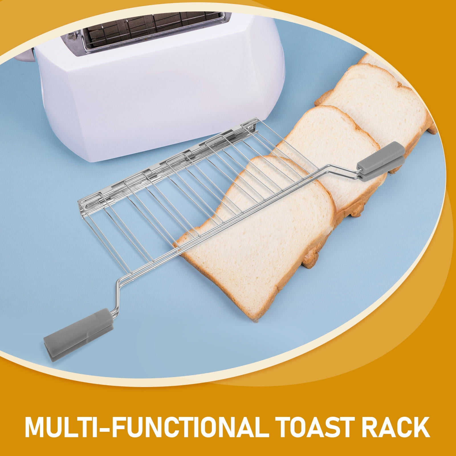 FUTUREORYY Stainless Steel Toaster Warming Rack for Bread Sandwiches with Anti Scald Design Grey
