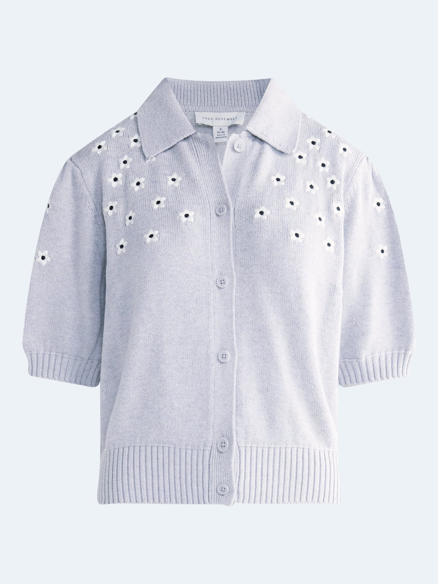 Free Assembly Women's and Women's Plus Embroidered Cardigan Sweater with Elbow Sleeves, Sizes XS-4X