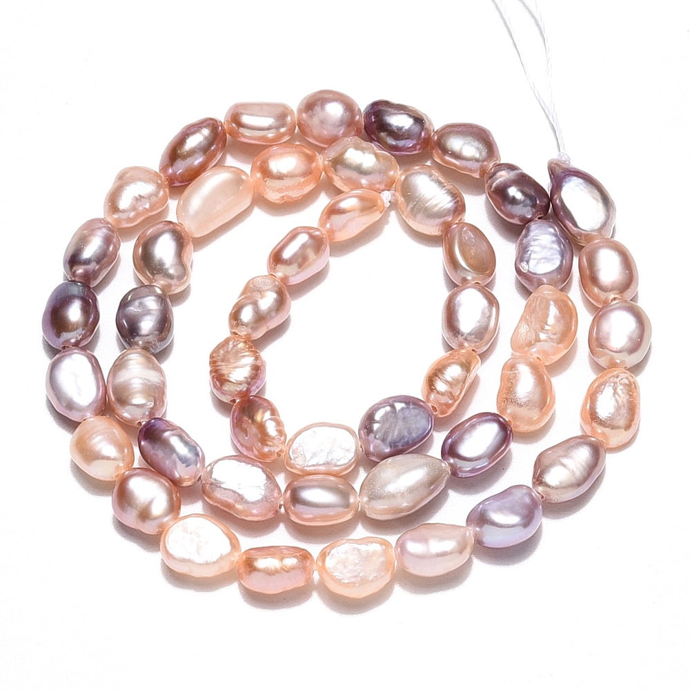 2strands Cultured Freshwater Pearl Beads Strands Baroque Pearls Keshi Pearl Beads Two Sides Polished PeachPuff 6~11x5~6.5x3.5~6.5mm Hole: 0.7mm about 47~48pcs/strand 13.58~13.98 inch(34.5~35.5cm)