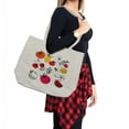 thumbnail image 2 of Food Shopping Bag, Sketched Tomatoes Organic Vegetables in Vivid Colors Fresh and Juicy Food Concept, Eco-Friendly Reusable Bag for Groceries Beach and More, 15.5" X 14.5", Cream, by Ambesonne, 2 of 2