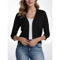thumbnail image 3 of Weardear Women's Cardigans 3/4 Sleeve Open Front Lightweight Cropped Cardigan Sweater Casual Elegant Shrugs Sweater Top, 3 of 6
