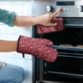 thumbnail image 2 of Red Christmas Snowflake Pattern Kitchen Oven Mitt and Pot Holder Sets 2 Pcs for Baking, Cooking and Grilling, Heat Resistant Up To 392 °F, 2 of 7