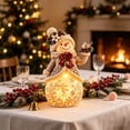 thumbnail image 5 of Light Up Snowman Figurine Christmas Tabletop Decor, Warm LED Glow, Carved Snowflake Design, Resin Winter Snowman Statue for Mantel Shelf Indoor Holiday Decoration & Christmas Gift, 5 of 5