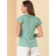 thumbnail image 2 of Blusa de trabajo de Algodón con cuello de Corbata y volantes Allegra K Azul XS, 2 of 6