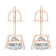 thumbnail image 4 of 3 Ct Princess Cut Studs Clear Crystal 18K Rose Solid Gold Everyday Dainty Earrings Screw Back, 4 of 7