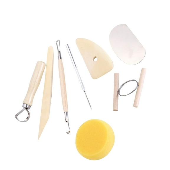 8Pcs Wooden Pottery Tool Kit for Ceramics Carving Sculpting Modeling Trimming Size