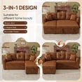 thumbnail image 4 of Muumblus Convertible Pull Out Sofa Bed, L-Shaped Sectional Sleeper Couch with Storage Chaise, Vintage Faux Leather Look, Brown Polyester Fabric, 4 of 11
