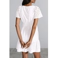 thumbnail image 6 of AURA Womens 2026 Summer Short Dress V Neck Short Sleeve A Line Hollow Out Lace Ruffle Cute Casual Beach Party Dresses, 6 of 7