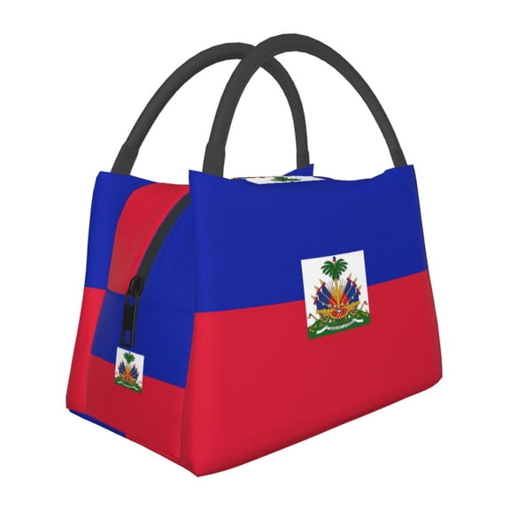 Insulated Lunch Tote Bag Haitian Flag Pattern Lunch Bag For Women Men
