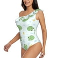 thumbnail image 2 of Haiem Kawaii Frogs Women's One Piece Swimsuits Tummy Control One Shoulder Bathing Suits Ruffle Swimwear-X-Large, 2 of 8