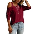 thumbnail image 5 of TGSLY Asymmetric One Shoulder Tops for Women Lightweight Thin V Neck Solid Color Blouses Relaxed Dressy Casual Half Sleeve T-Shirts L, 5 of 8