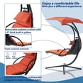 thumbnail image 5 of Hanging Chaise Lounger with Removable Canopy, Outdoor Swing Chair with Built-in Pillow, Hanging Curved Chaise Lounge Chair Swing for Patio Porch Poolside, Hammock Chair with Stand (Orange), 5 of 9