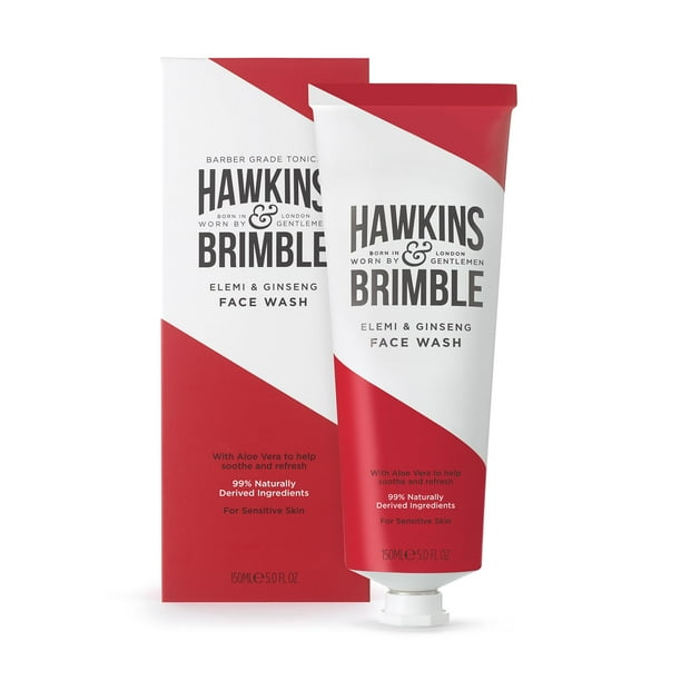Hawkins & Brimble - Jabón facial para hombre 150 ml - Jabón facial de aloe vera para pieles sensibles Ayuda fresca a eliminar el exceso de grasa Calma Refresca, limpia y elimina la suciedad - Fraganci
