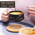 thumbnail image 4 of Tazas de capuchino con platillo, taza de mármol, tazas de café espresso de porcelana de 300 ml para té, café y capuchino, tazas de café con disco de madera (negro*2), 4 of 4