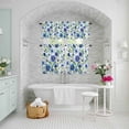 thumbnail image 6 of Kitchen Window Curtains Valance and Tier Set, Watercolor Gradient Blue Flower Rod Pocket Tier Curtains and Valance 3 Piece Set, Spring Floral Leaves Window Treatment for Bedroom Living Room, 6 of 9