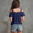 thumbnail image 6 of QGJZVUNL Womens Cold Shouler Going Out Tops Flowy Sleeve Tank Top Summer Outfits Casual V Neck T Shirts Size M, 6 of 6