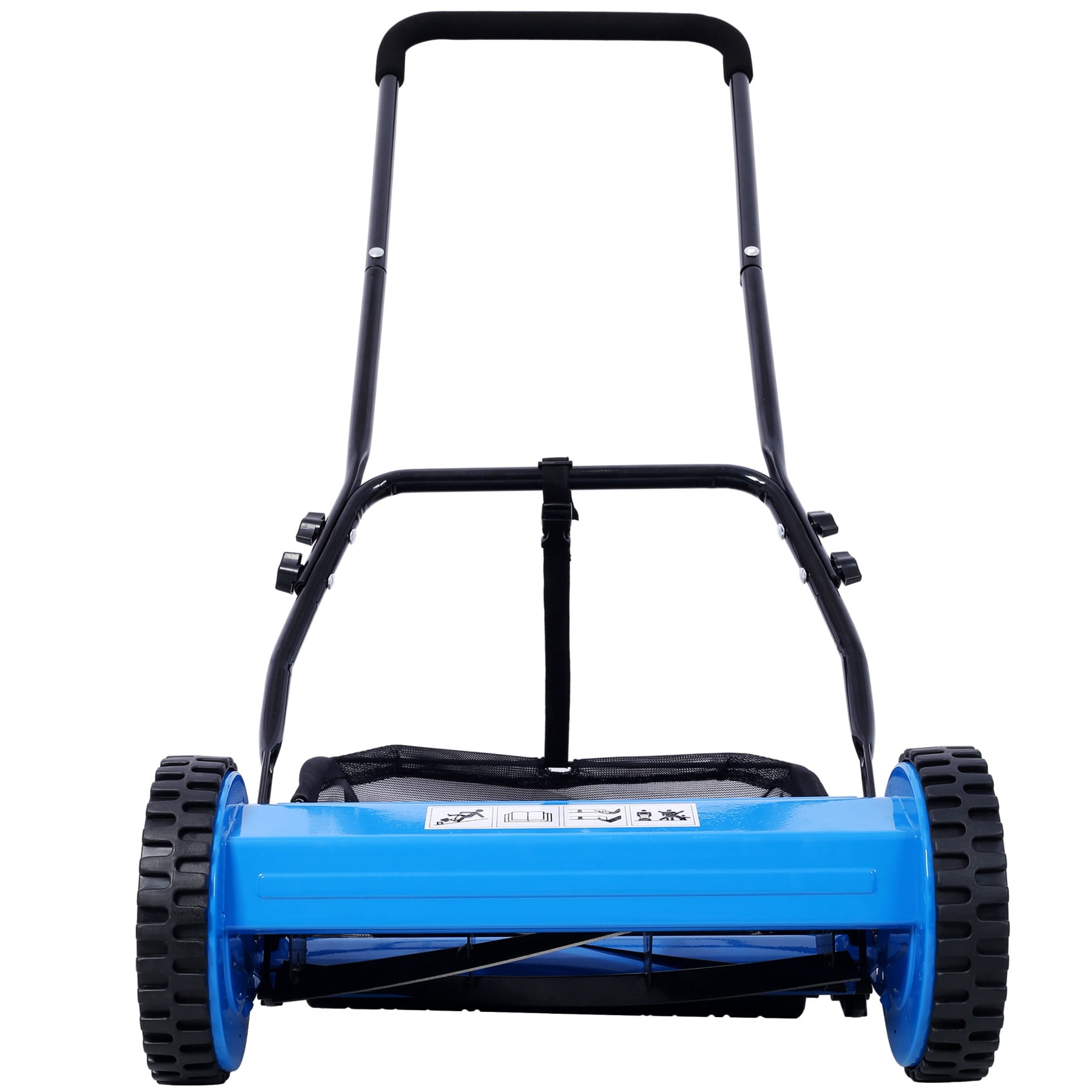14-Inch 5-Blade Push Reel Lawn Mower with Grass Catcher, Eco-Friendly Silent Mower with Adjustable Blade Height, for Yards, Lawns, Blue
