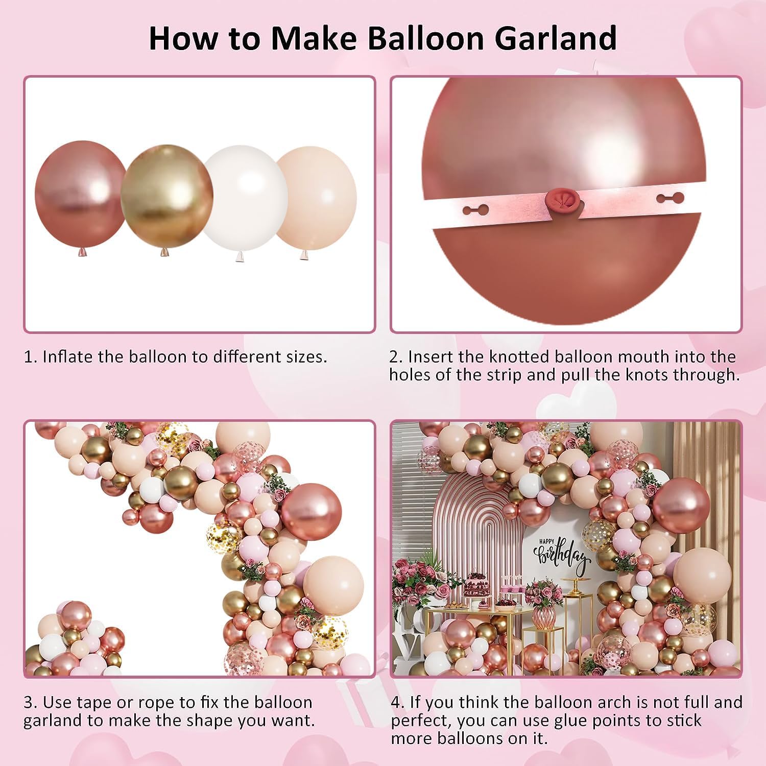 Black and Gold Balloon Arch Kit, Double Stuffed 129 Pcs Gold and Black Balloons Garland with Black Pearl White Sand Ivory Chrome Gold Balloons for Wedding Birthday Event New Year's Party Decoration